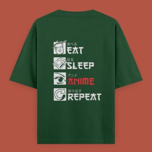 Eat Sleep Anime Repeat Oversized T-Shirt